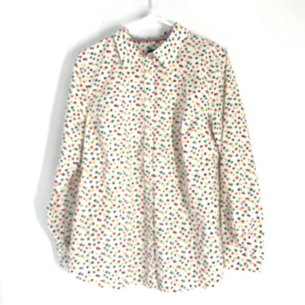 Talbots Size L Multi-Color Heart Print Button Fro… - image 1